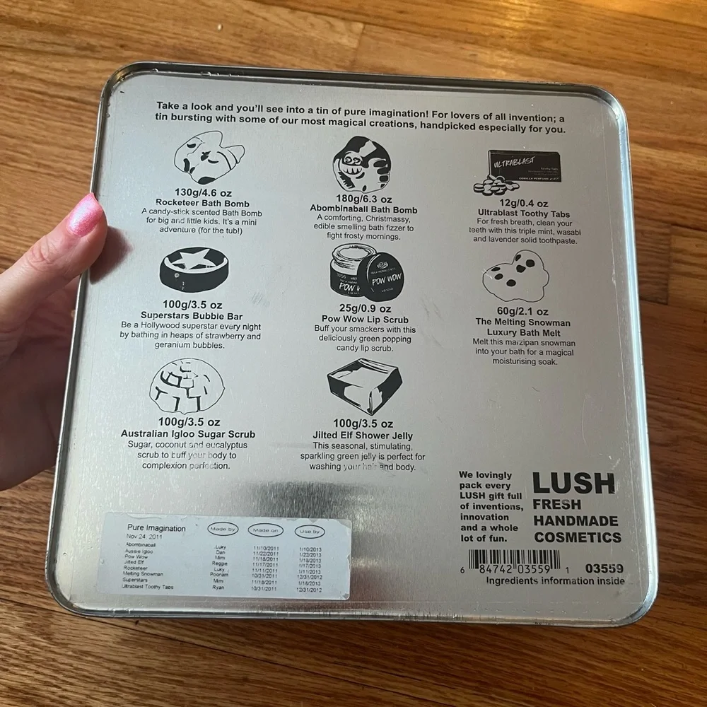 Lush 2011 Colorful Tin Box Pure Imagination swirls Wonka vibes